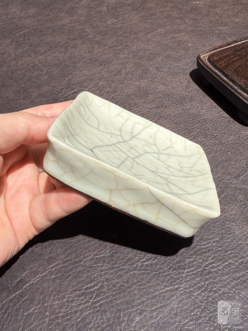清雍正 仿官釉笔舔（木座） - 图6